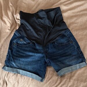 a:glow Dark Blue Maternity Jean Shorts